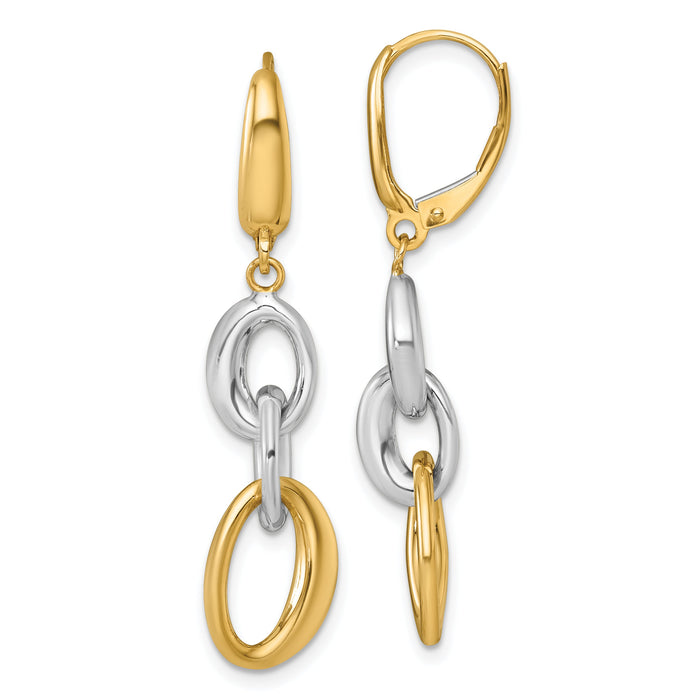 14k Two Tone Polished Fancy Link Earrings-SF3242E