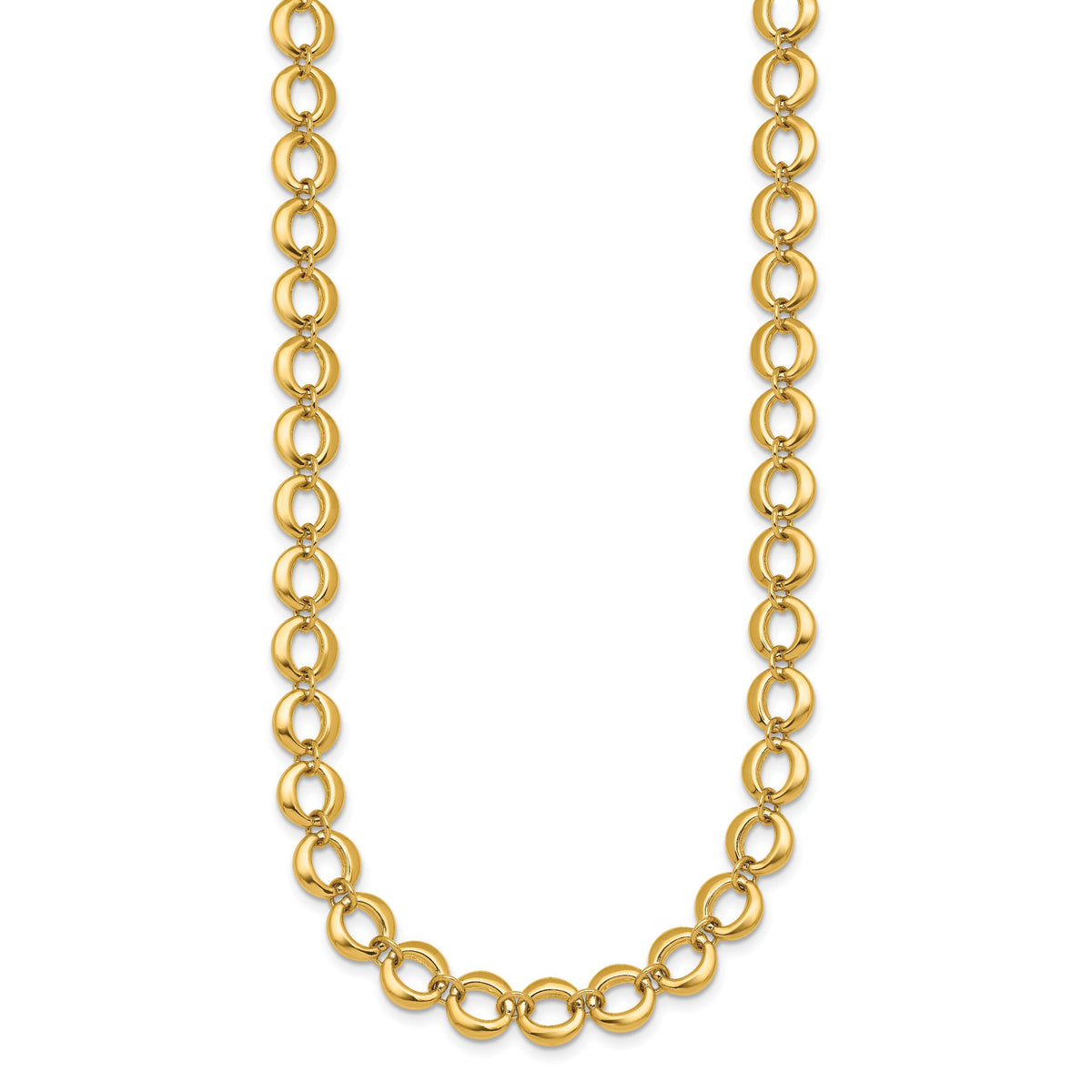 14k Polished Fancy Circle Link 8mm Necklace-SF3243-18