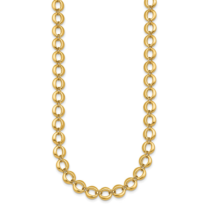 14k Polished Fancy Circle Link 8mm Necklace-SF3243-18