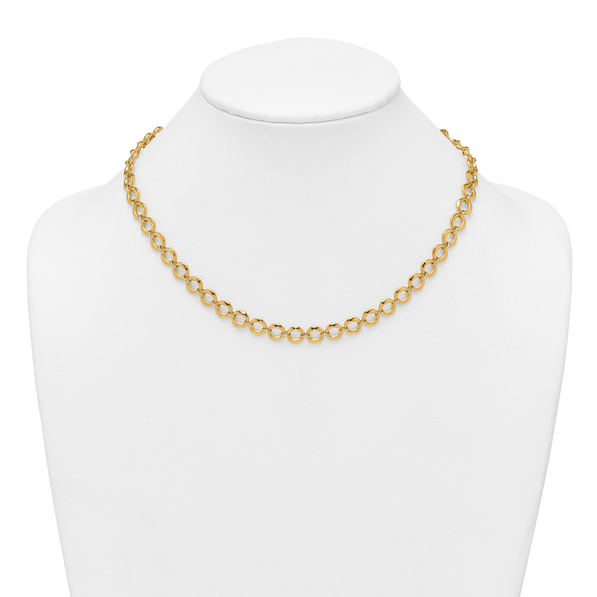 14k Polished Fancy Circle Link 8mm Necklace-SF3243-18