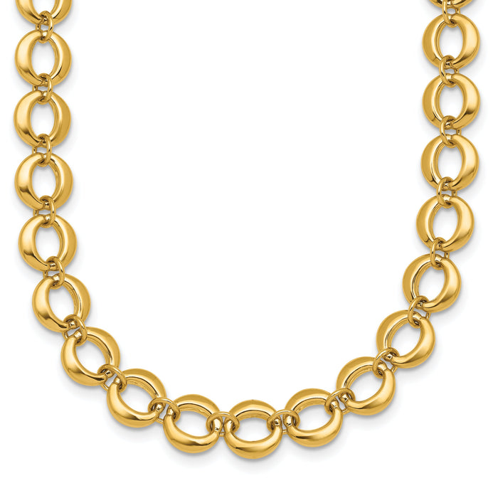 14k Polished Fancy Circle Link 8mm Necklace-SF3243-18