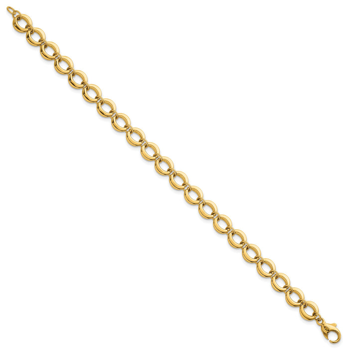 14k Polished Fancy Circle Link 8mm Bracelet-SF3243-7.5