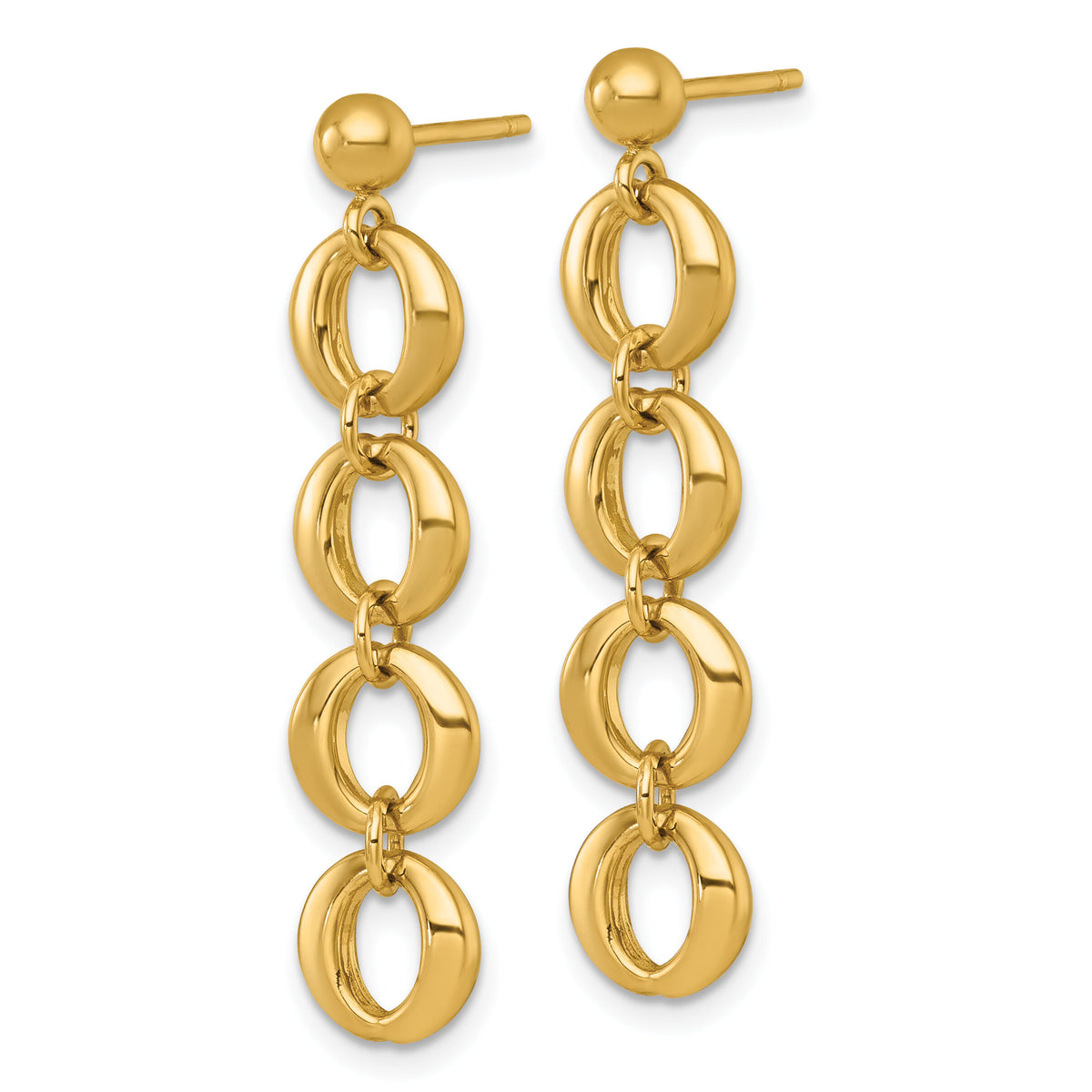 14k Polished Fancy Circle Link 8mm Dangle Post Earrings-SF3243E