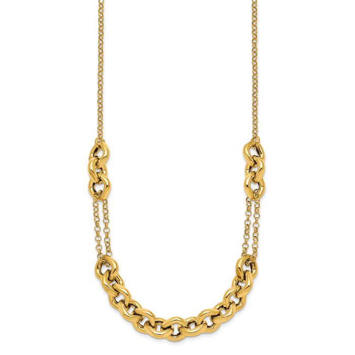 14k Polished 18in Fancy Multi Link Chain Necklace-SF3244-18