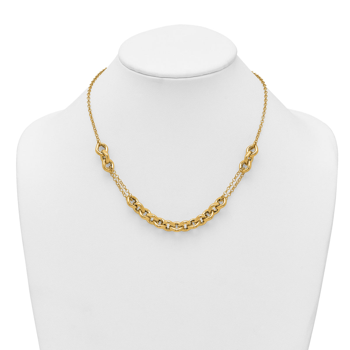 14k Polished 18in Fancy Multi Link Chain Necklace-SF3244-18