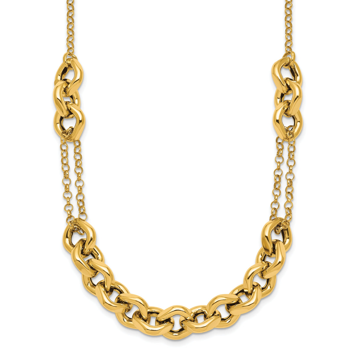 14k Polished 18in Fancy Multi Link Chain Necklace-SF3244-18