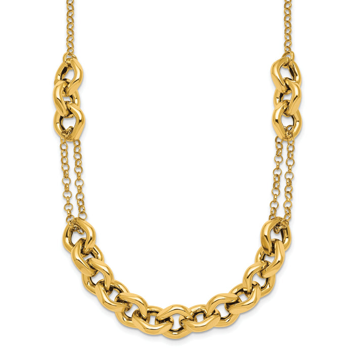 14k Polished 18in Fancy Multi Link Chain Necklace-SF3244-18