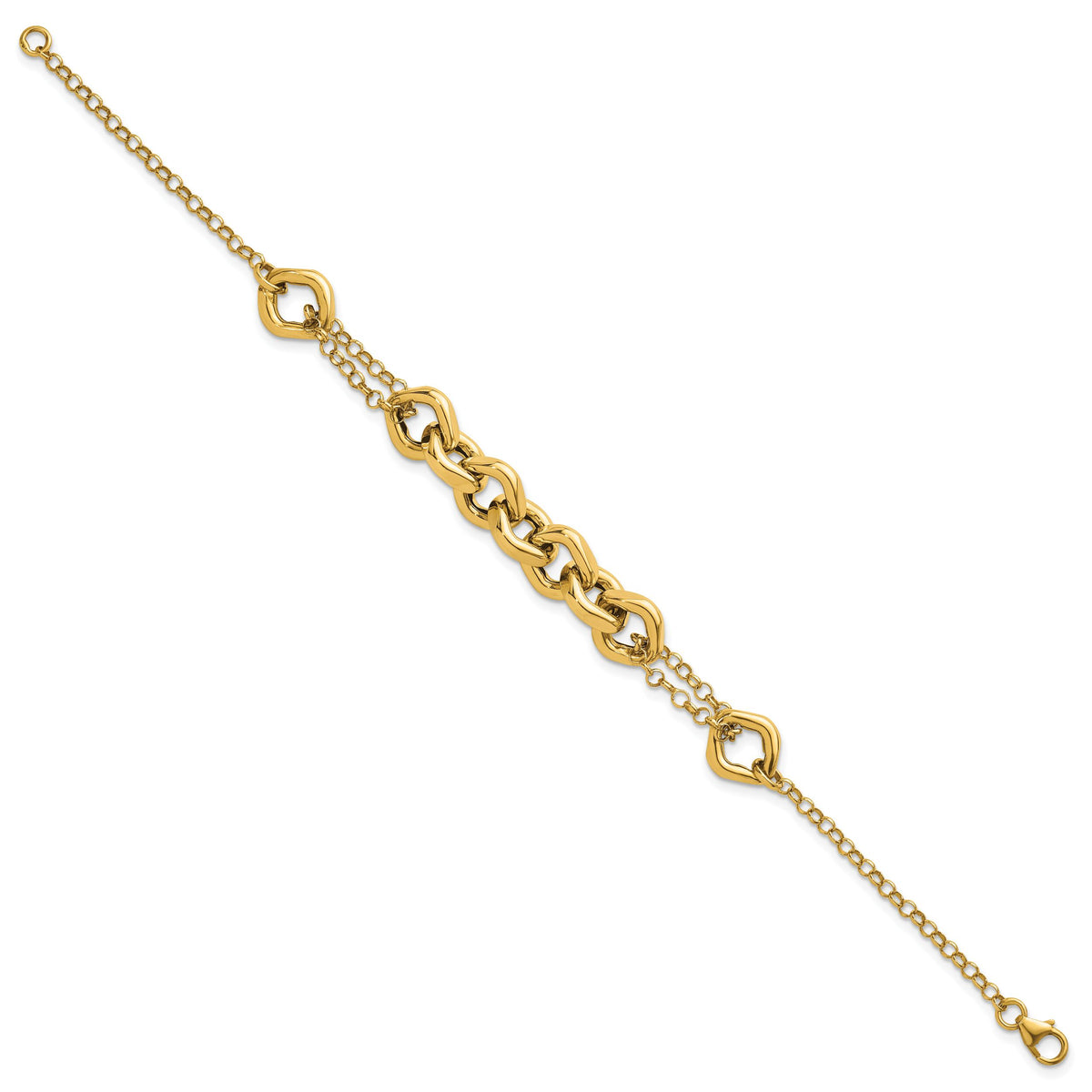 14K Polished 7.5in Fancy Multi Link Bracelet-SF3244-7.5