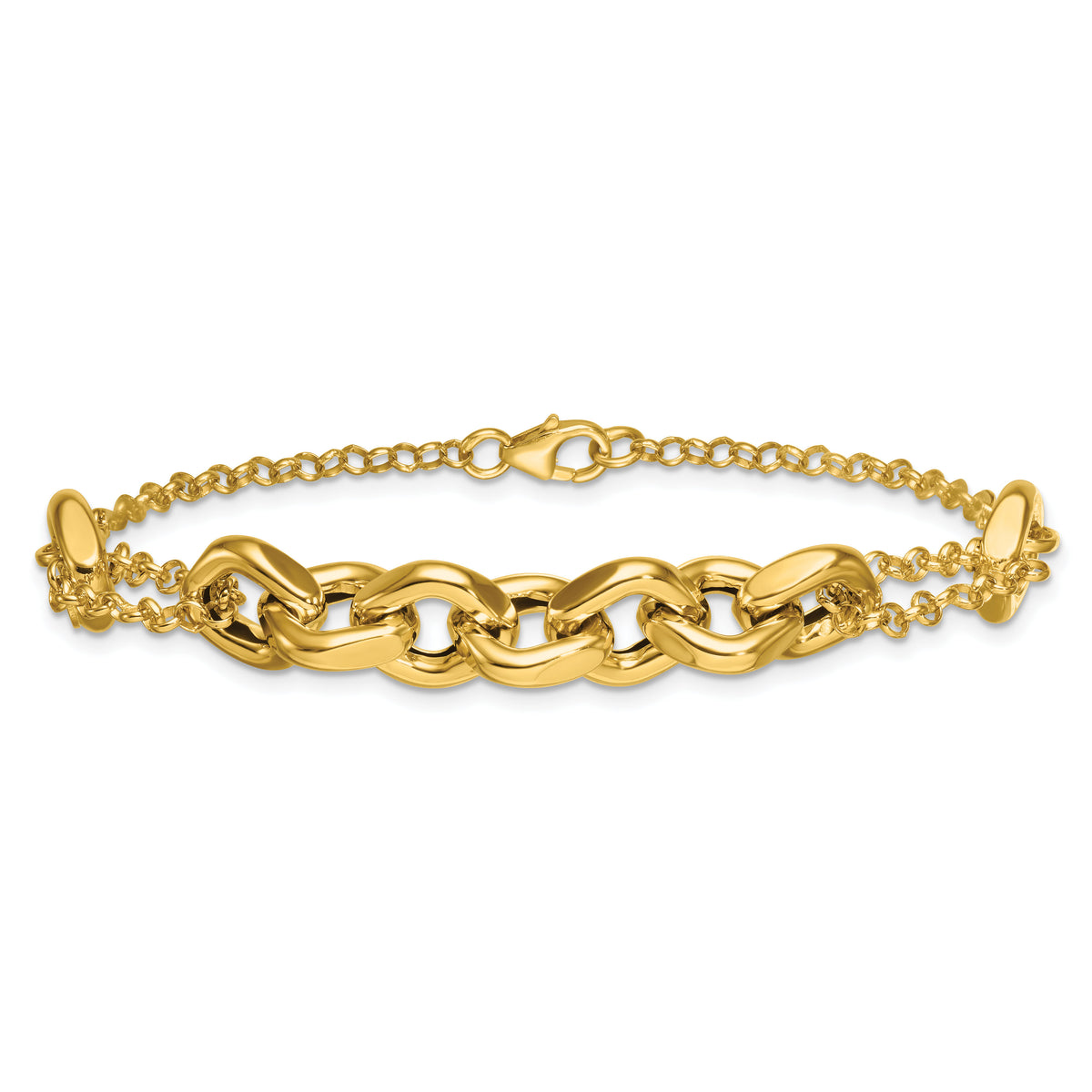 14K Polished 7.5in Fancy Multi Link Bracelet-SF3244-7.5
