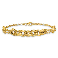 14K Polished 7.5in Fancy Multi Link Bracelet-SF3244-7.5