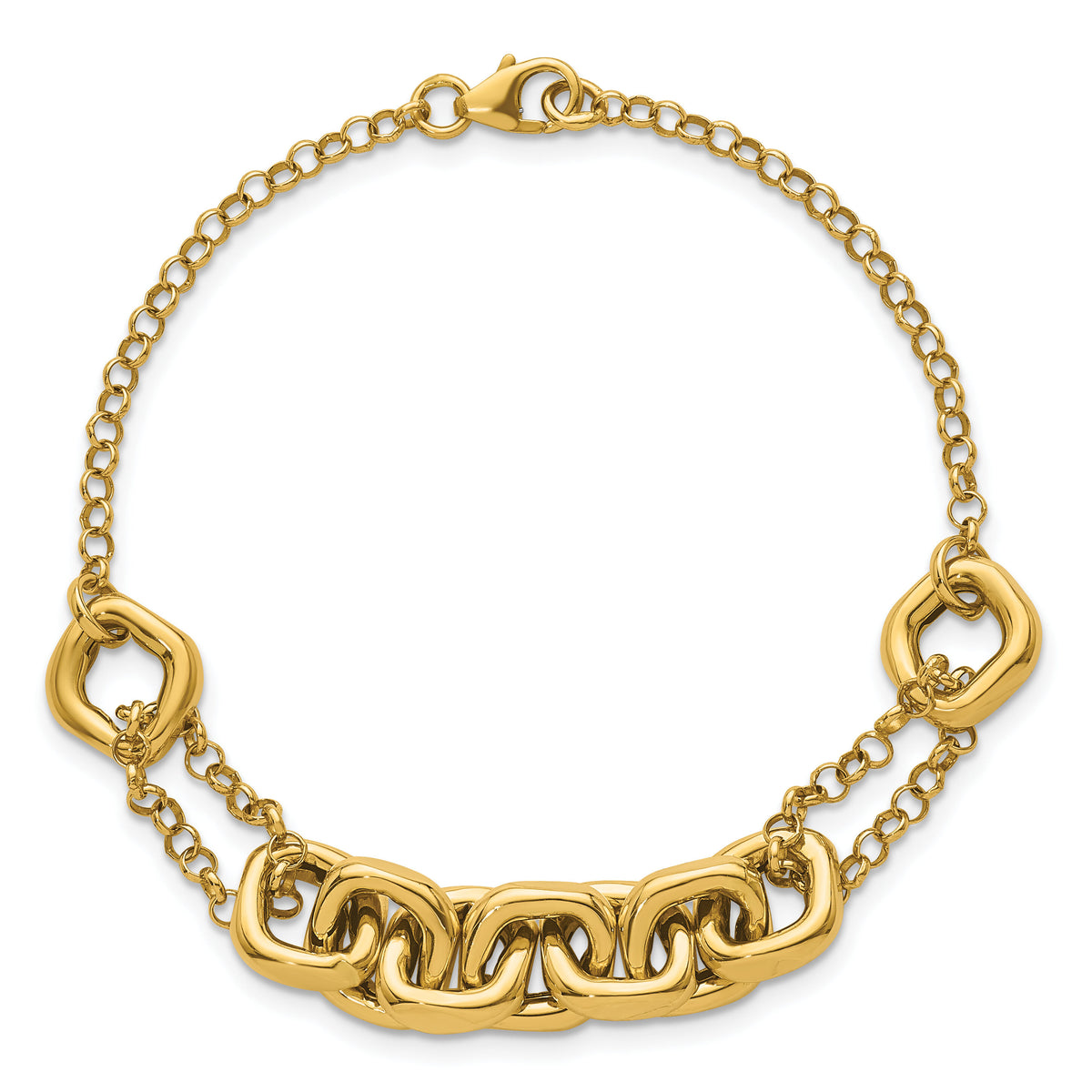 14K Polished 7.5in Fancy Multi Link Bracelet-SF3244-7.5