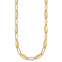 14k Brushed and Polished Long Oval Link 7.25mm Necklace-SF3245-18