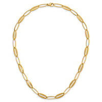 14k Brushed and Polished Long Oval Link 7.25mm Necklace-SF3245-18