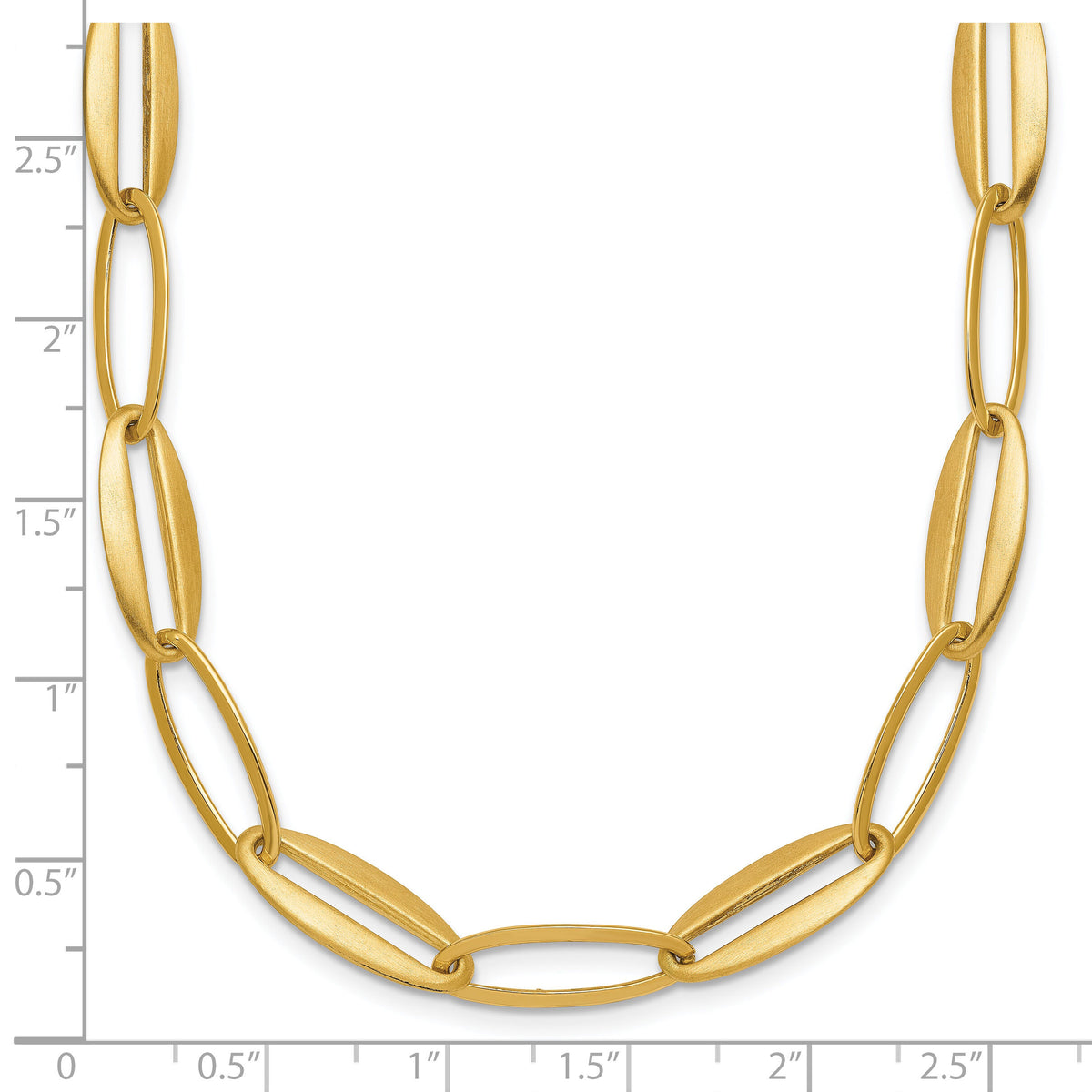 14k Brushed and Polished Long Oval Link 7.25mm Necklace-SF3245-18