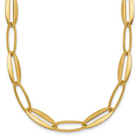 14k Brushed and Polished Long Oval Link 7.25mm Necklace-SF3245-18