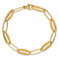 14k Brushed and Polished Long Oval Link 7.25mm Bracelet-SF3245-7.5