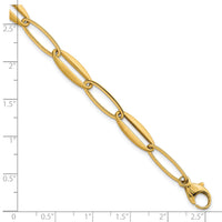 14k Brushed and Polished Long Oval Link 7.25mm Bracelet-SF3245-7.5