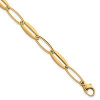 14k Brushed and Polished Long Oval Link 7.25mm Bracelet-SF3245-7.5