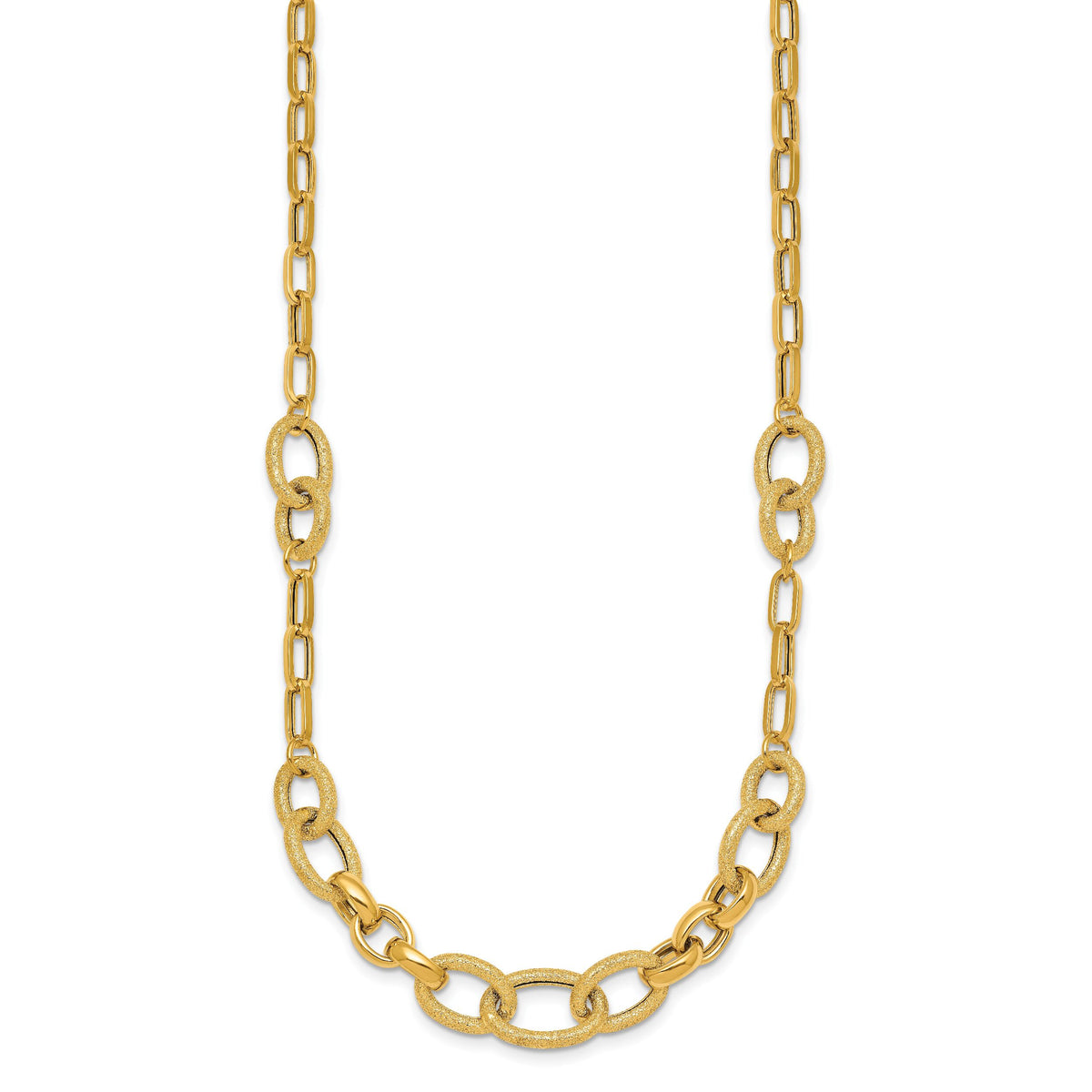 14k Polished and Textured Fancy Link 17.25in Necklace-SF3246-17.25