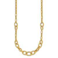 14k Polished and Textured Fancy Link 17.25in Necklace-SF3246-17.25