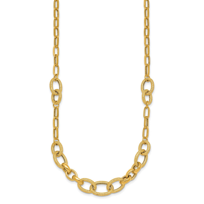 14k Polished and Textured Fancy Link 17.25in Necklace-SF3246-17.25
