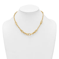 14k Polished and Textured Fancy Link 17.25in Necklace-SF3246-17.25