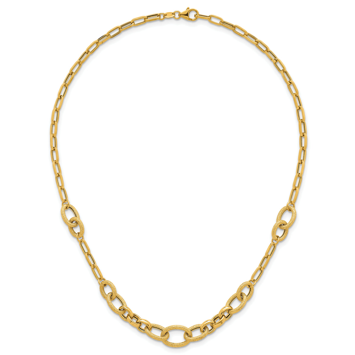 14k Polished and Textured Fancy Link 17.25in Necklace-SF3246-17.25