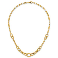 14k Polished and Textured Fancy Link 17.25in Necklace-SF3246-17.25