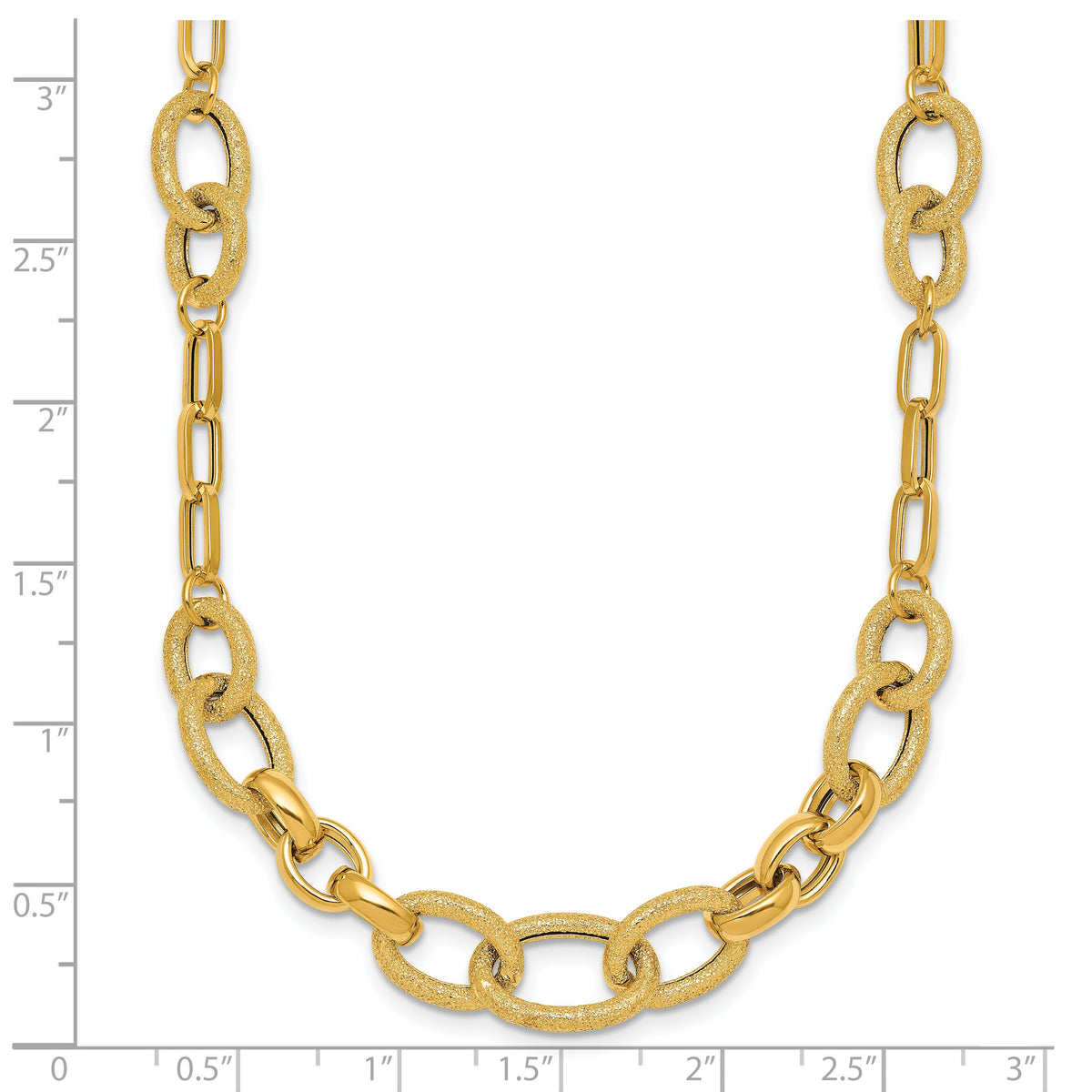 14k Polished and Textured Fancy Link 17.25in Necklace-SF3246-17.25