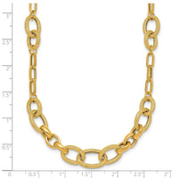 14k Polished and Textured Fancy Link 17.25in Necklace-SF3246-17.25