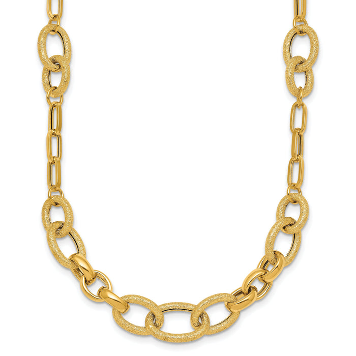 14k Polished and Textured Fancy Link 17.25in Necklace-SF3246-17.25