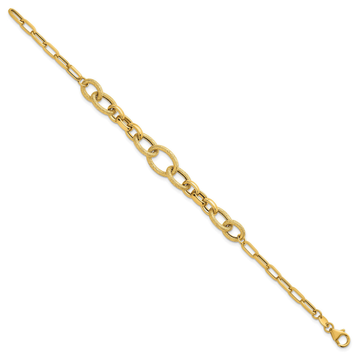 14k Polished and Textured Fancy Link 7.5in Bracelet-SF3246-7.5