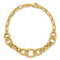 14k Polished and Textured Fancy Link 7.5in Bracelet-SF3246-7.5