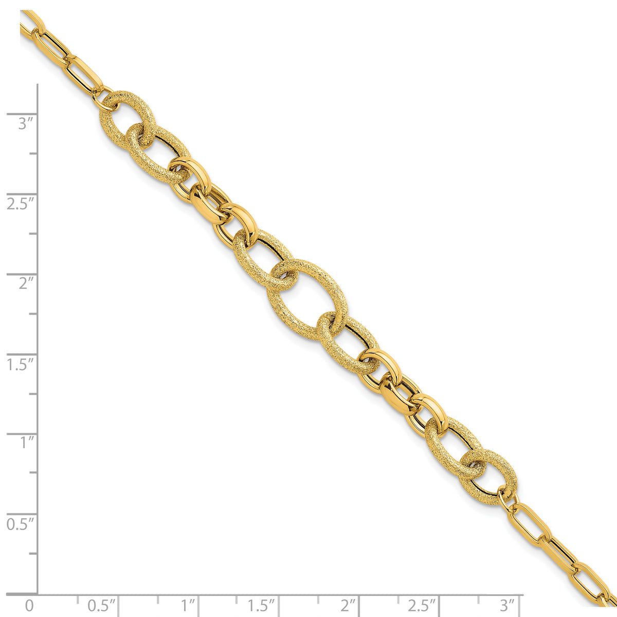 14k Polished and Textured Fancy Link 7.5in Bracelet-SF3246-7.5