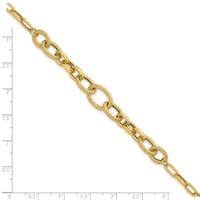 14k Polished and Textured Fancy Link 7.5in Bracelet-SF3246-7.5