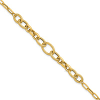 14k Polished and Textured Fancy Link 7.5in Bracelet-SF3246-7.5