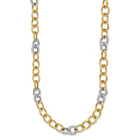 14k Two-tone Polished Fancy Circle Chain 9.75mm Necklace-SF3247-18