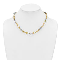 14k Two-tone Polished Fancy Circle Chain 9.75mm Necklace-SF3247-18