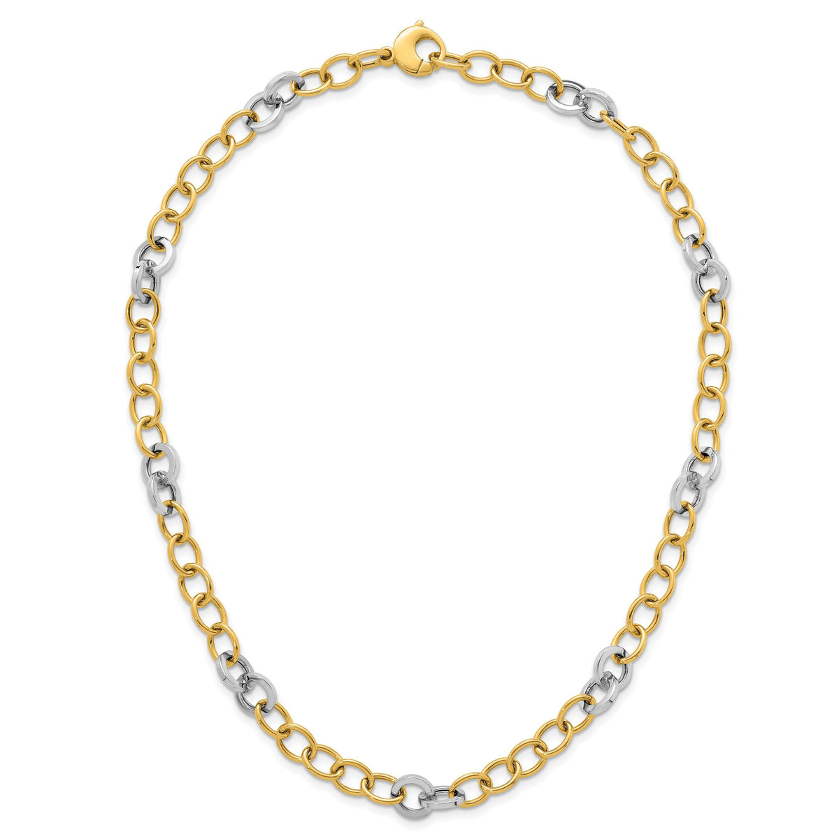14k Two-tone Polished Fancy Circle Chain 9.75mm Necklace-SF3247-18