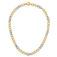14k Two-tone Polished Fancy Circle Chain 9.75mm Necklace-SF3247-18