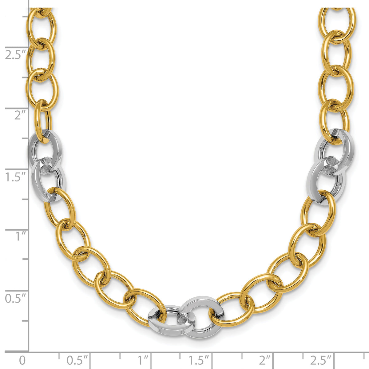 14k Two-tone Polished Fancy Circle Chain 9.75mm Necklace-SF3247-18
