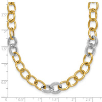14k Two-tone Polished Fancy Circle Chain 9.75mm Necklace-SF3247-18