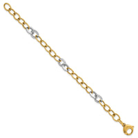 14k Two-tone Polished Fancy Circle Chain 9.75mm Bracelet-SF3247-7.5