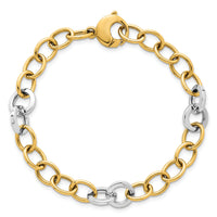 14k Two-tone Polished Fancy Circle Chain 9.75mm Bracelet-SF3247-7.5