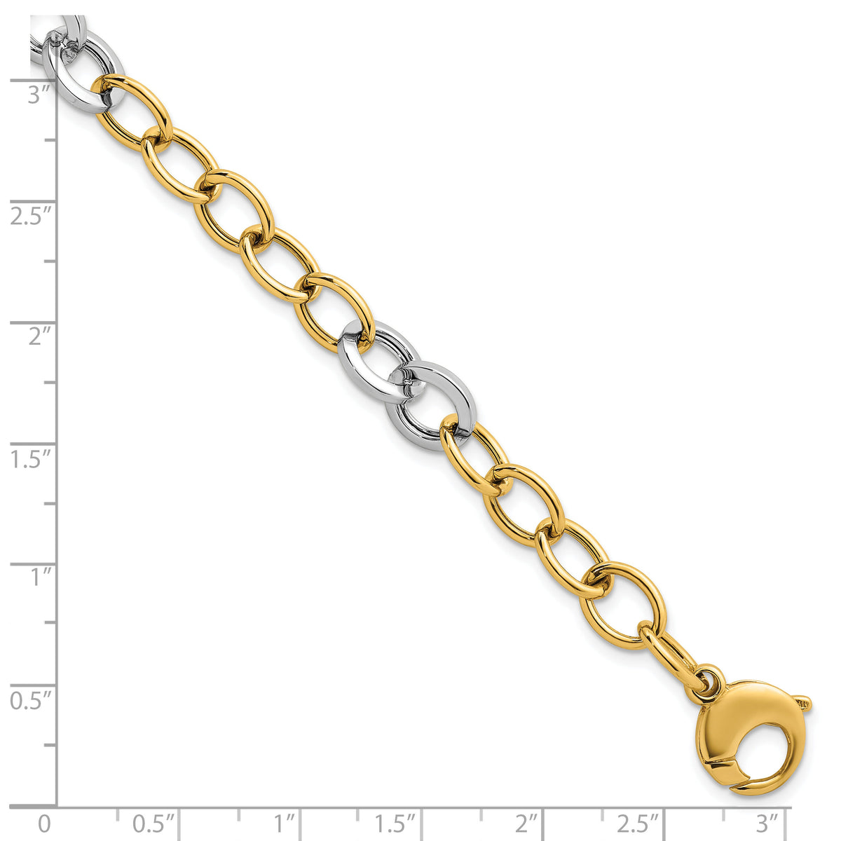 14k Two-tone Polished Fancy Circle Chain 9.75mm Bracelet-SF3247-7.5