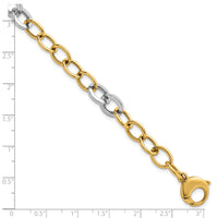 14k Two-tone Polished Fancy Circle Chain 9.75mm Bracelet-SF3247-7.5