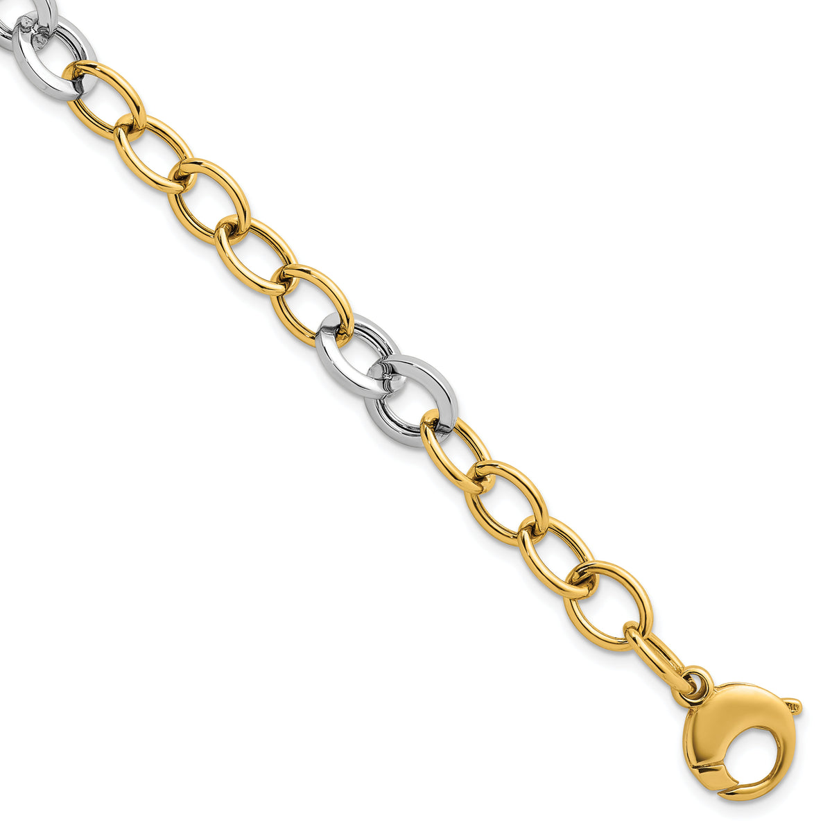 14k Two-tone Polished Fancy Circle Chain 9.75mm Bracelet-SF3247-7.5
