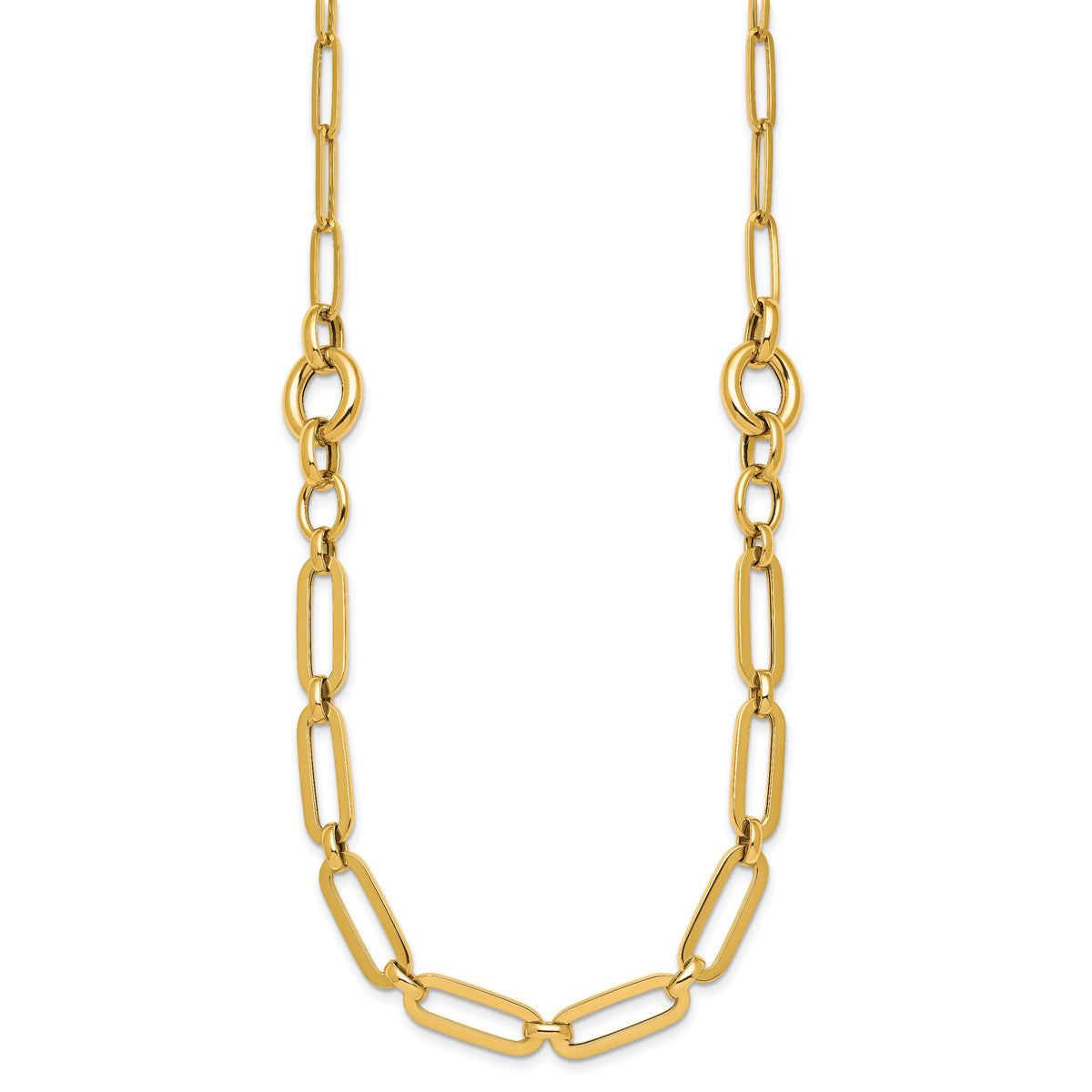 14k Polished 17.25in Fancy Paperclip Link Necklace-SF3250-17.25