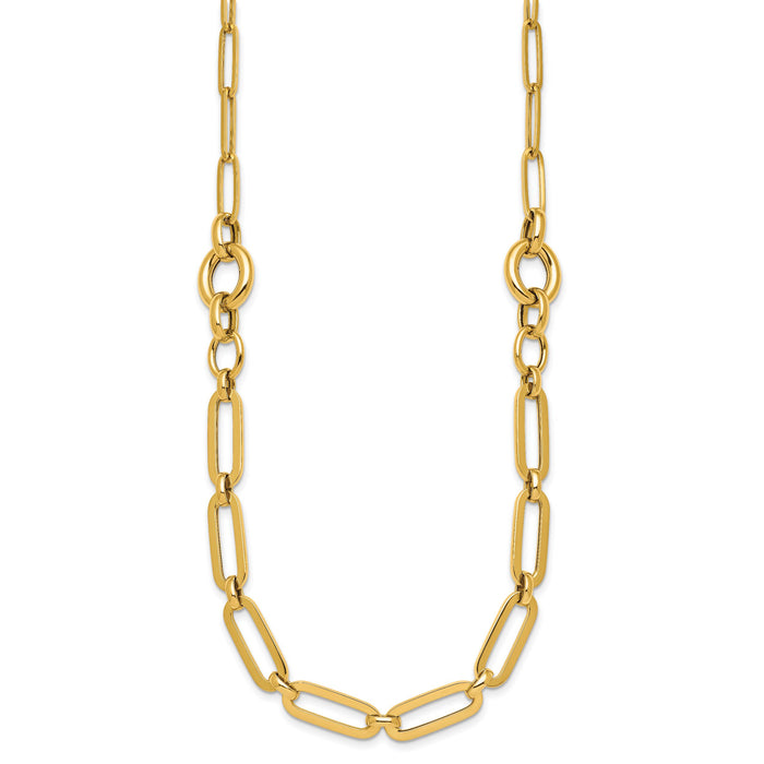 14k Polished 17.25in Fancy Paperclip Link Necklace-SF3250-17.25