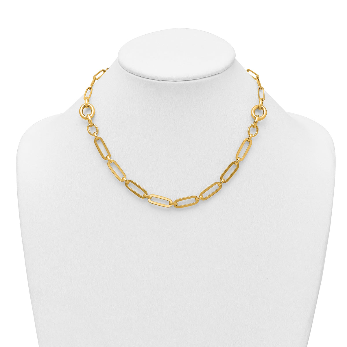 14k Polished 17.25in Fancy Paperclip Link Necklace-SF3250-17.25